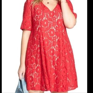 Julian Taylor Women's Red Lace V Neck Dress Size 10